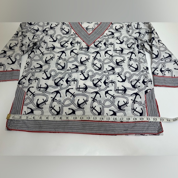 Princess Cruises anchors v-neck tunic size large L, nautical print top - Picture 7 of 14